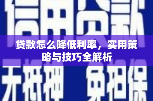 长寿贷款怎么降低利率，实用策略与技巧全解析