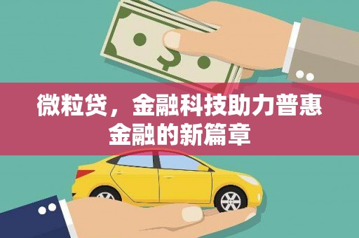 长寿微粒贷，金融科技助力普惠金融的新篇章
