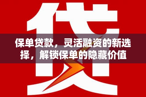 长寿保单贷款，灵活融资的新选择，解锁保单的隐藏价值