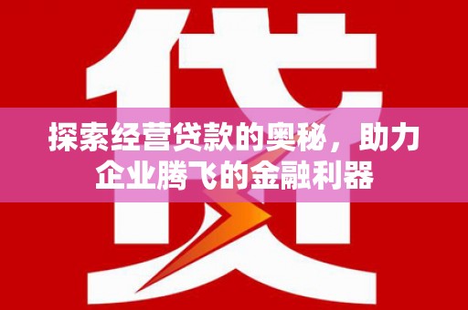 长寿探索经营贷款的奥秘，助力企业腾飞的金融利器