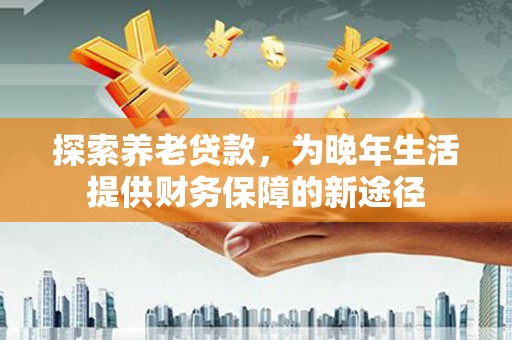 长寿探索养老贷款，为晚年生活提供财务保障的新途径