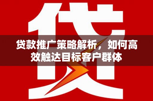 长寿贷款推广策略解析，如何高效触达目标客户群体