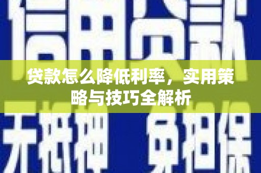 长寿贷款怎么降低利率，实用策略与技巧全解析