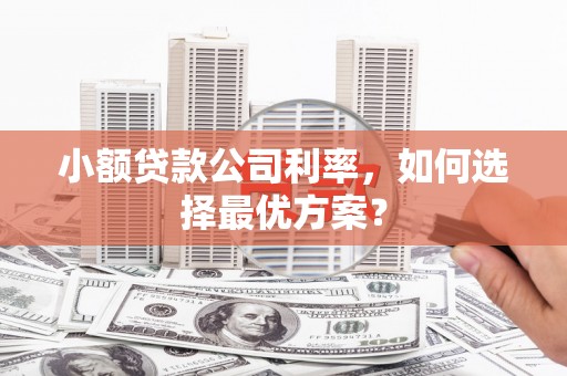 长寿小额贷款公司利率，如何选择最优方案？